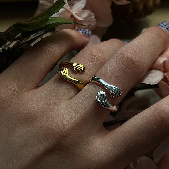 Love Hug Rings, Couple Mix and Match Rings, Adjustable Hug Ring, order Two! - Picture 1 of 10